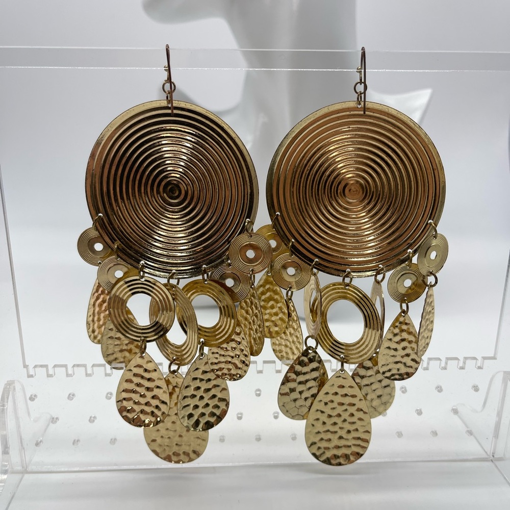 Oversized Round Shape Art Deco Statement Earrings… - image 2